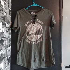 Green T-shirt "Give A Hoot! Don't Pollute"